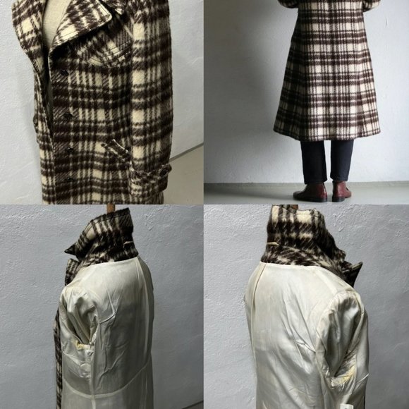 70s Brown Check Mohair Coat | Wool | Women - Picture 4 of 7